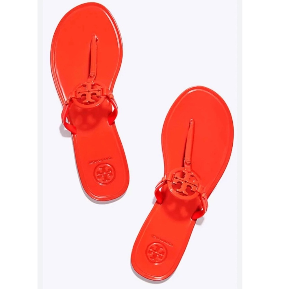 Tory Burch Mini Miller Vibrant Orange Red Thong Sandals